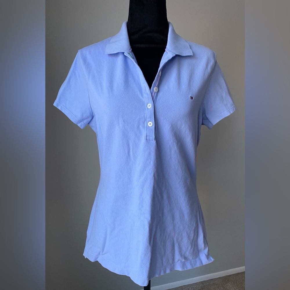 Tommy Hilfiger Women's Cornflower Blue Stretch Polo Shirt